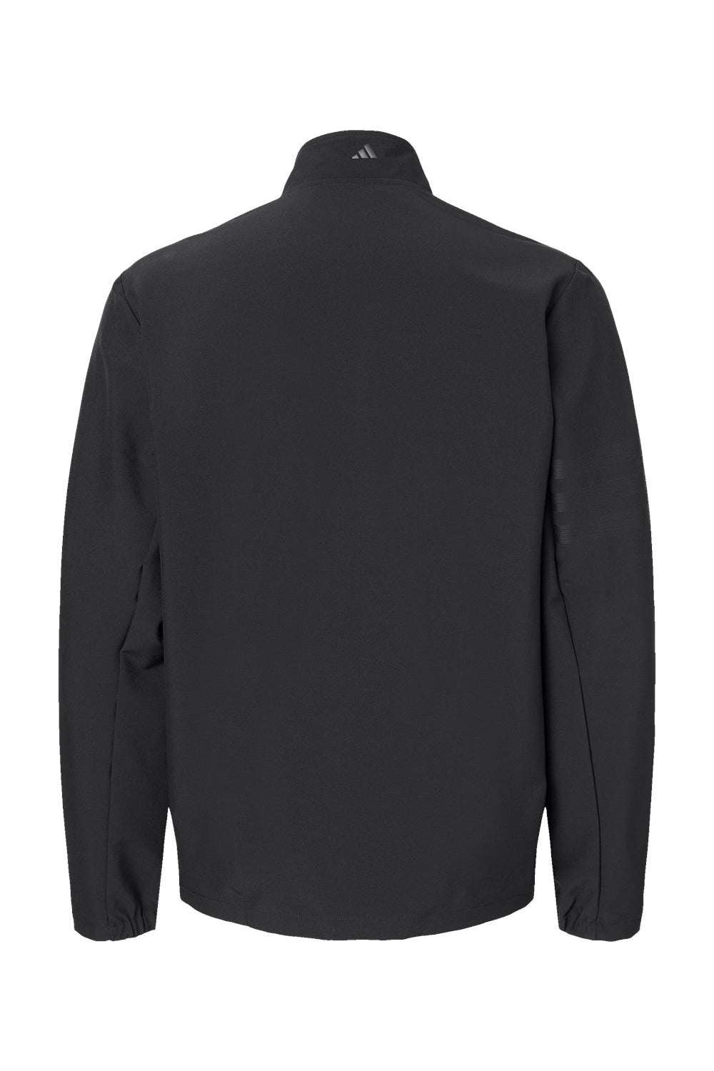 Adidas A267 Mens 3 Stripes Water Resistant Full Zip Jacket Black Flat Back