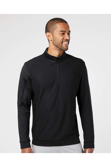 Adidas A295 Mens Performance 1/4 Zip Pullover Black Model Front