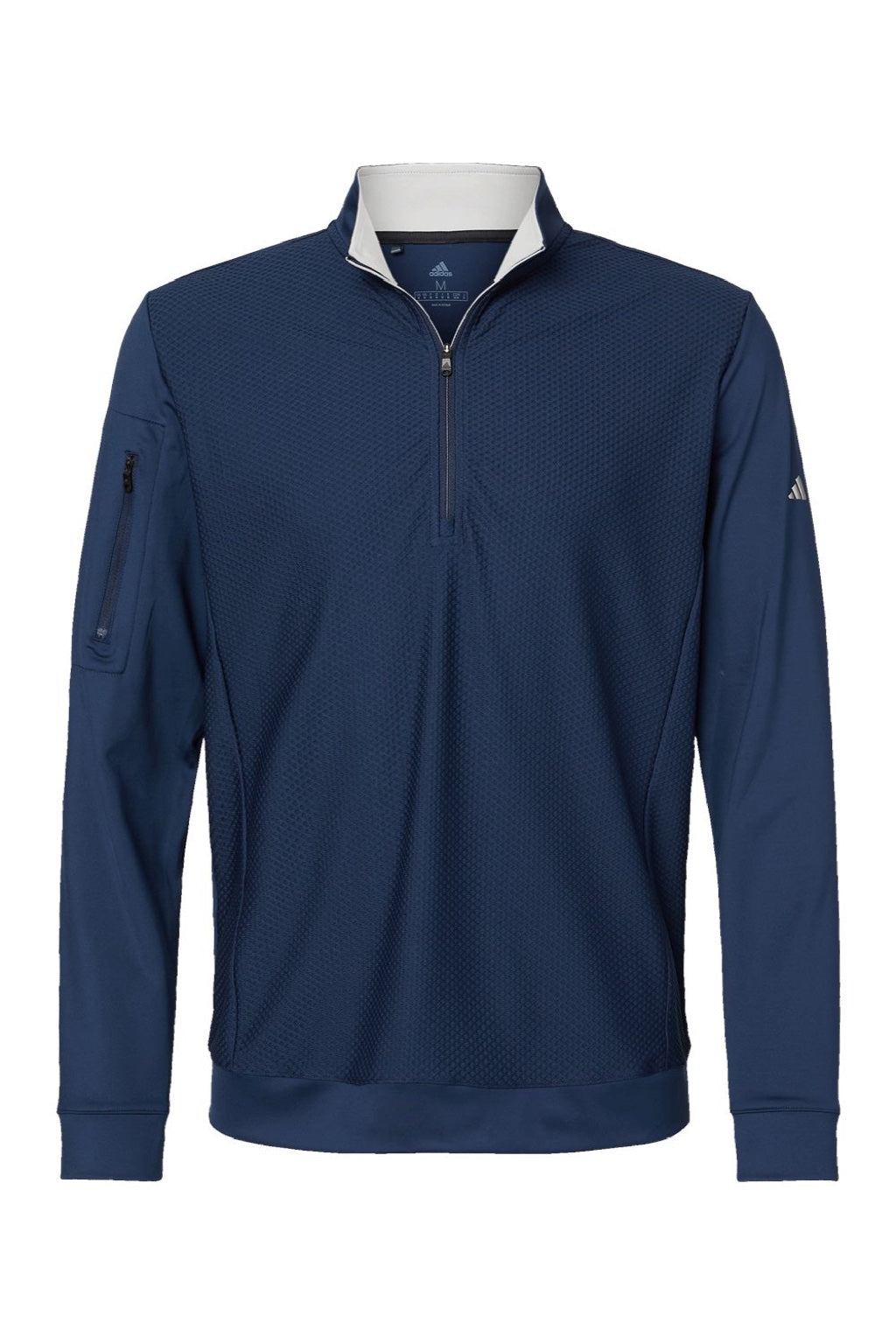 Adidas A295 Mens Performance UPF 50+ 1/4 Zip Sweatshirt w/ Pocket Collegiate Navy Blue Flat Front