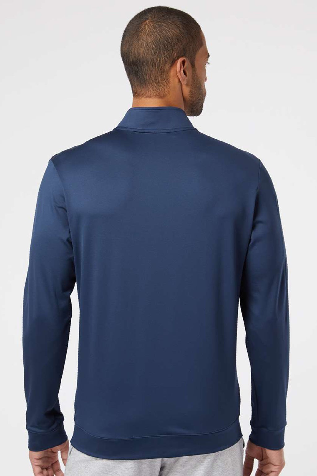 Adidas A295 Mens Performance UPF 50+ 1/4 Zip Sweatshirt w/ Pocket Collegiate Navy Blue Model Back