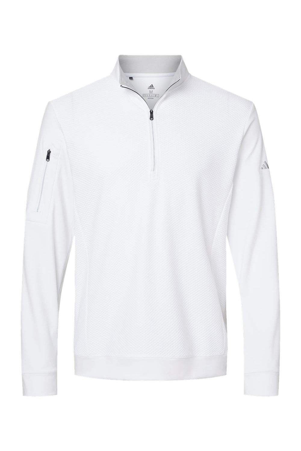 Adidas A295 Mens Performance UPF 50+ 1/4 Zip Sweatshirt White Flat Front