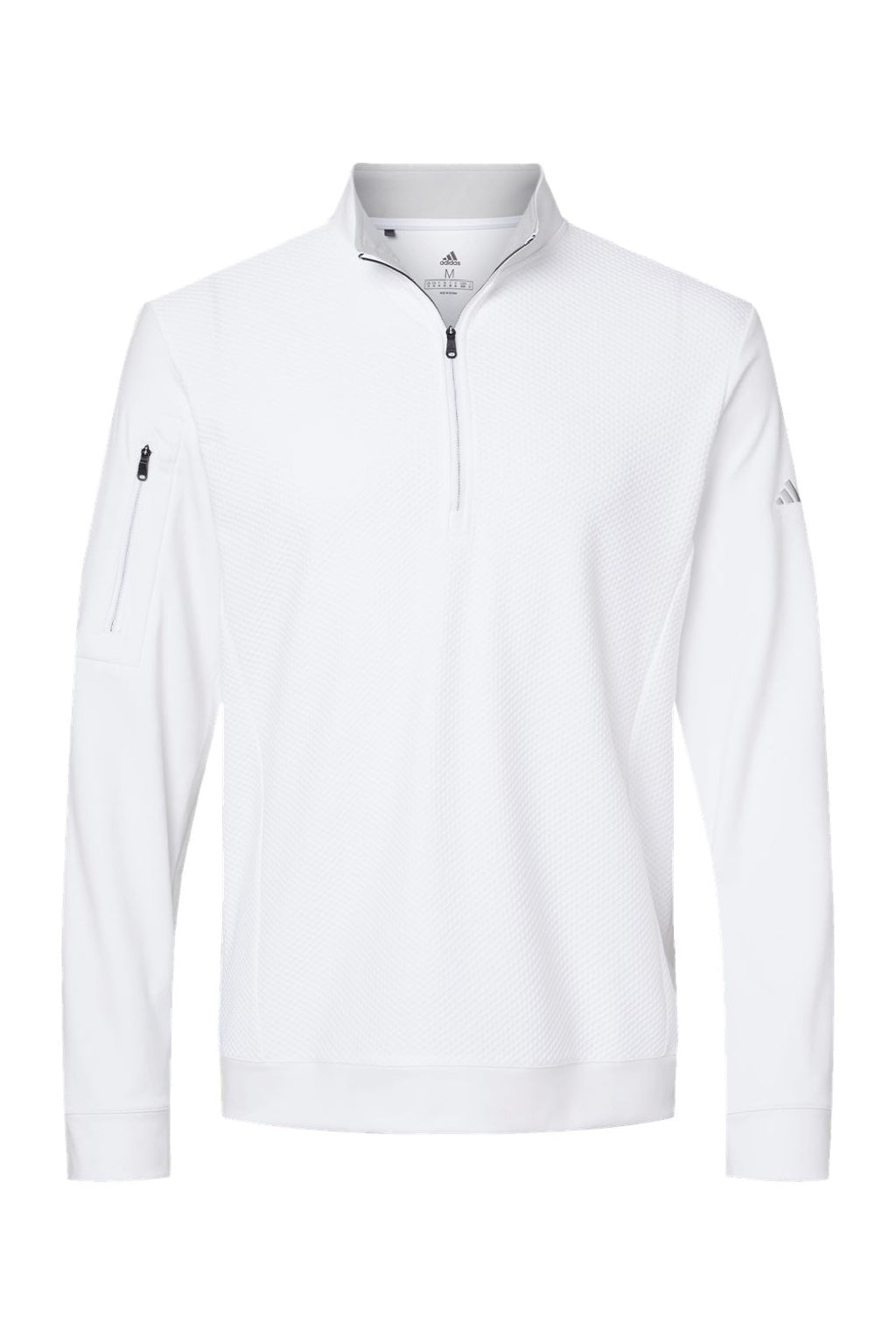 Adidas A295 Mens Performance UPF 50+ 1/4 Zip Sweatshirt w/ Pocket White Flat Front