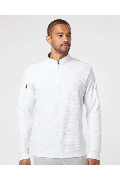 Adidas A295 Mens Performance 1/4 Zip Pullover White Model Front