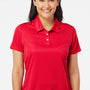 Adidas Womens 3 Stripes UPF 50+ Short Sleeve Polo Shirt - Collegiate Red/Black - NEW
