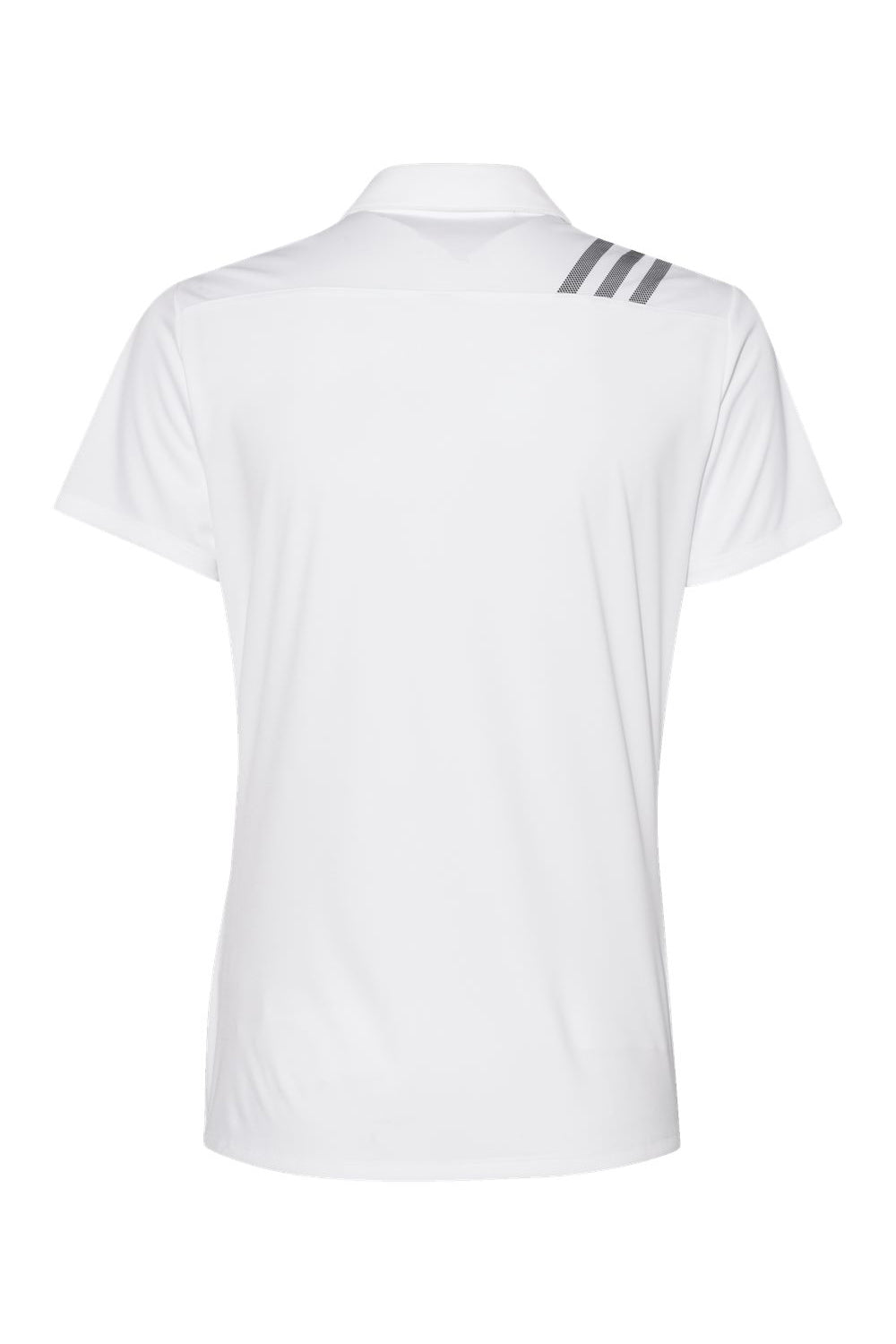 Adidas A325 Womens 3 Stripes Short Sleeve Polo Shirt White/Black Flat Back
