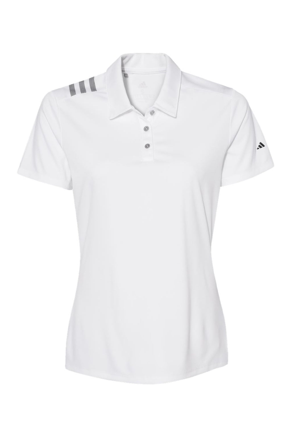 Adidas A325 Womens 3 Stripes UPF 50+ Short Sleeve Polo Shirt White Flat Front