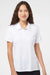 Adidas A325 Womens 3 Stripes UPF 50+ Short Sleeve Polo Shirt White Model Front