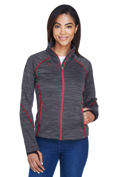 North End 78697 Womens Sport Red Flux Full Zip Jacket Carbon Grey/Olympic Red Model Front