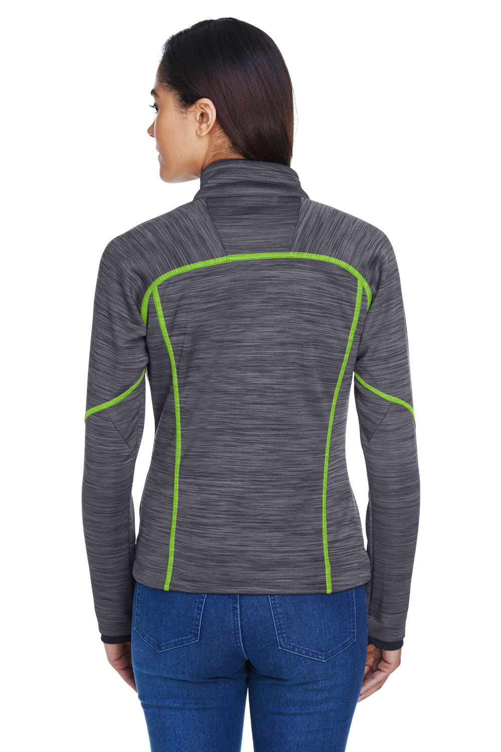 North End 78697 Womens Sport Red Flux Full Zip Jacket Carbon Grey/Acid Green Model Back