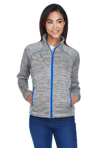 North End 78697 Womens Sport Red Flux Full Zip Jacket Platinum Grey/Olympic Blue Model Front