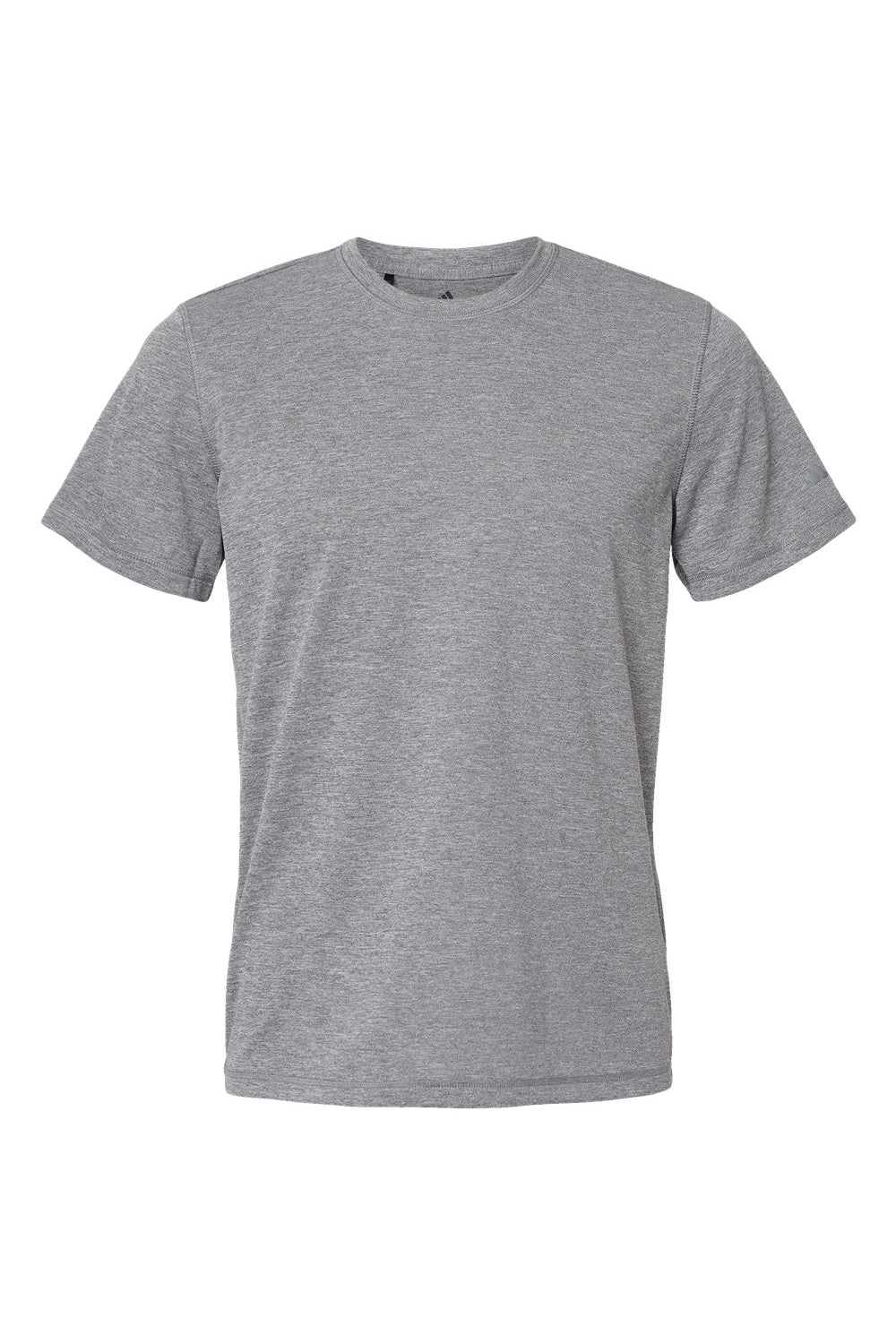 Adidas A376 Mens UPF 50+ Short Sleeve Crewneck T-Shirt Heather Black Flat Front