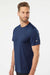Adidas A376 Mens Short Sleeve Crewneck T-Shirt Collegiate Navy Blue Model Side