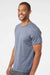 Adidas A376 Mens UPF 50+ Short Sleeve Crewneck T-Shirt Heather Collegiate Navy Blue Model Side