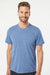 Adidas A376 Mens Short Sleeve Crewneck T-Shirt Heather Collegiate Royal Blue Model Front
