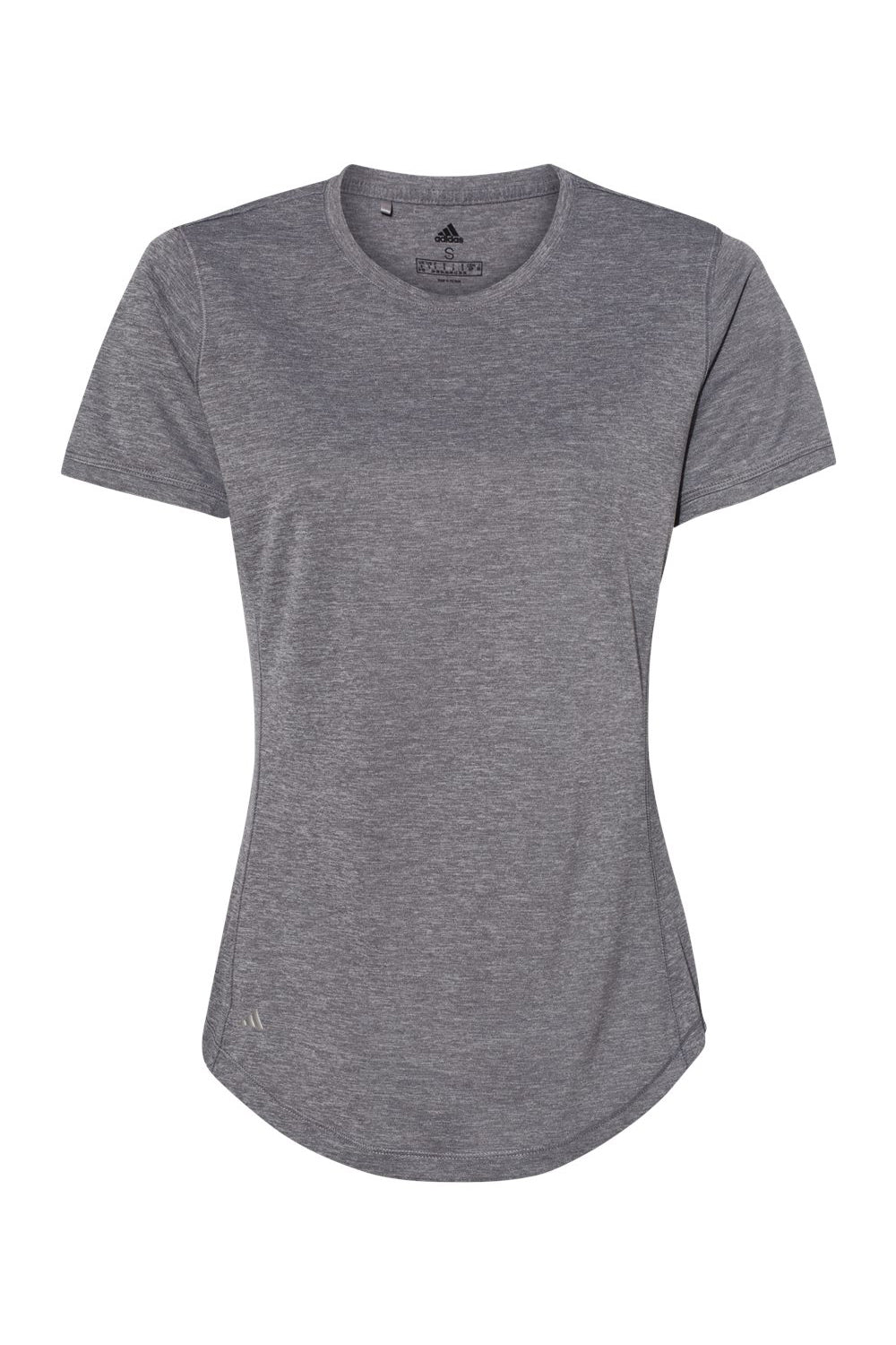Adidas A377 Womens Short Sleeve Crewneck T-Shirt Heather Black Flat Front