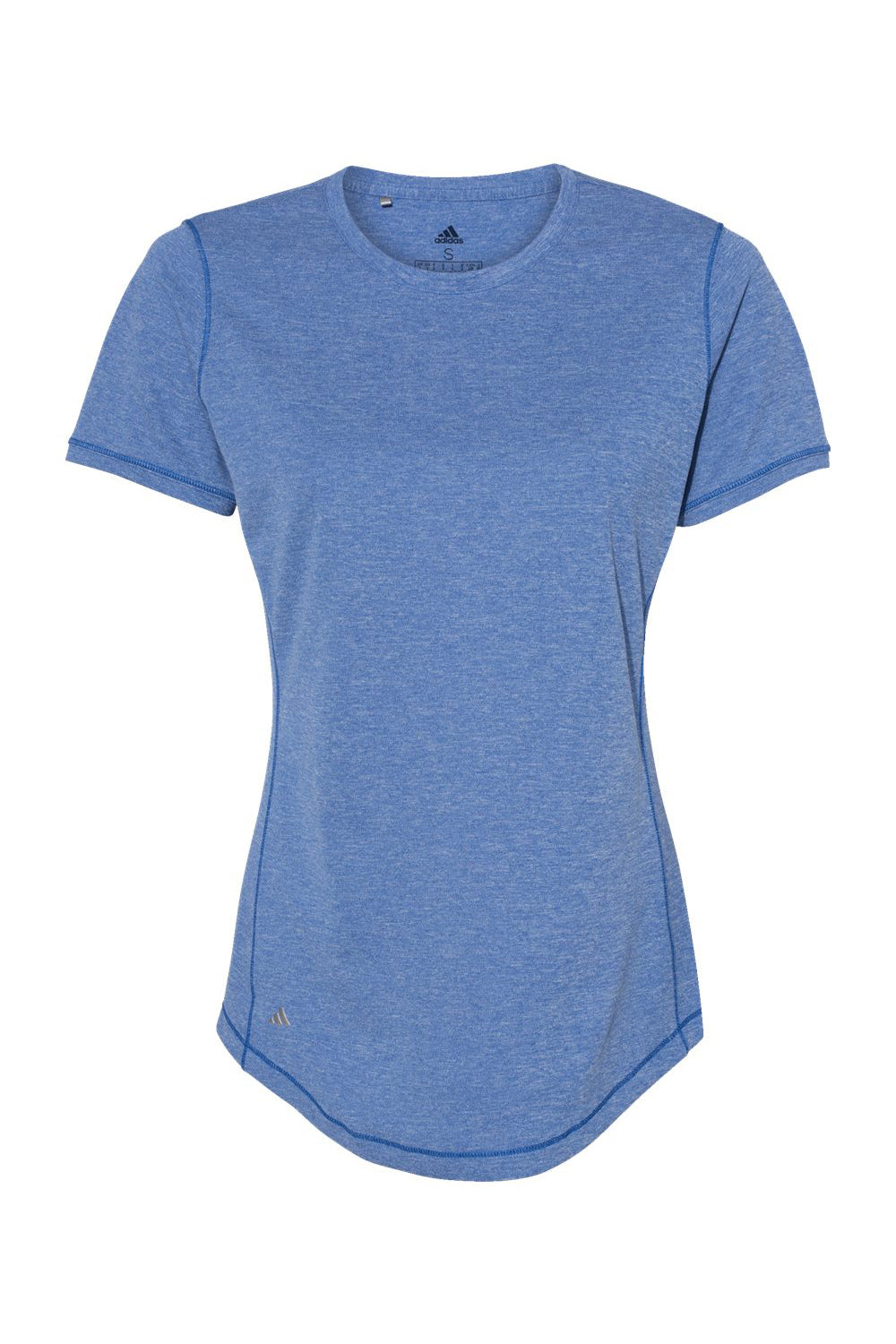 Adidas A377 Womens UPF 50+ Short Sleeve Crewneck T-Shirt Heather Collegiate Royal Blue Flat Front
