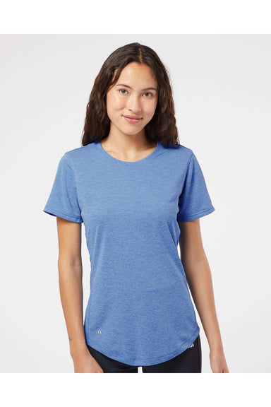 Adidas A377 Womens Short Sleeve Crewneck T-Shirt Heather Collegiate Royal Blue Model Front