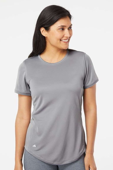 Adidas A377 Womens UPF 50+ Short Sleeve Crewneck T-Shirt Grey Model Front