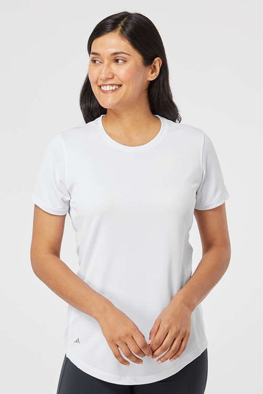 Adidas A377 Womens UPF 50+ Short Sleeve Crewneck T-Shirt White Model Front