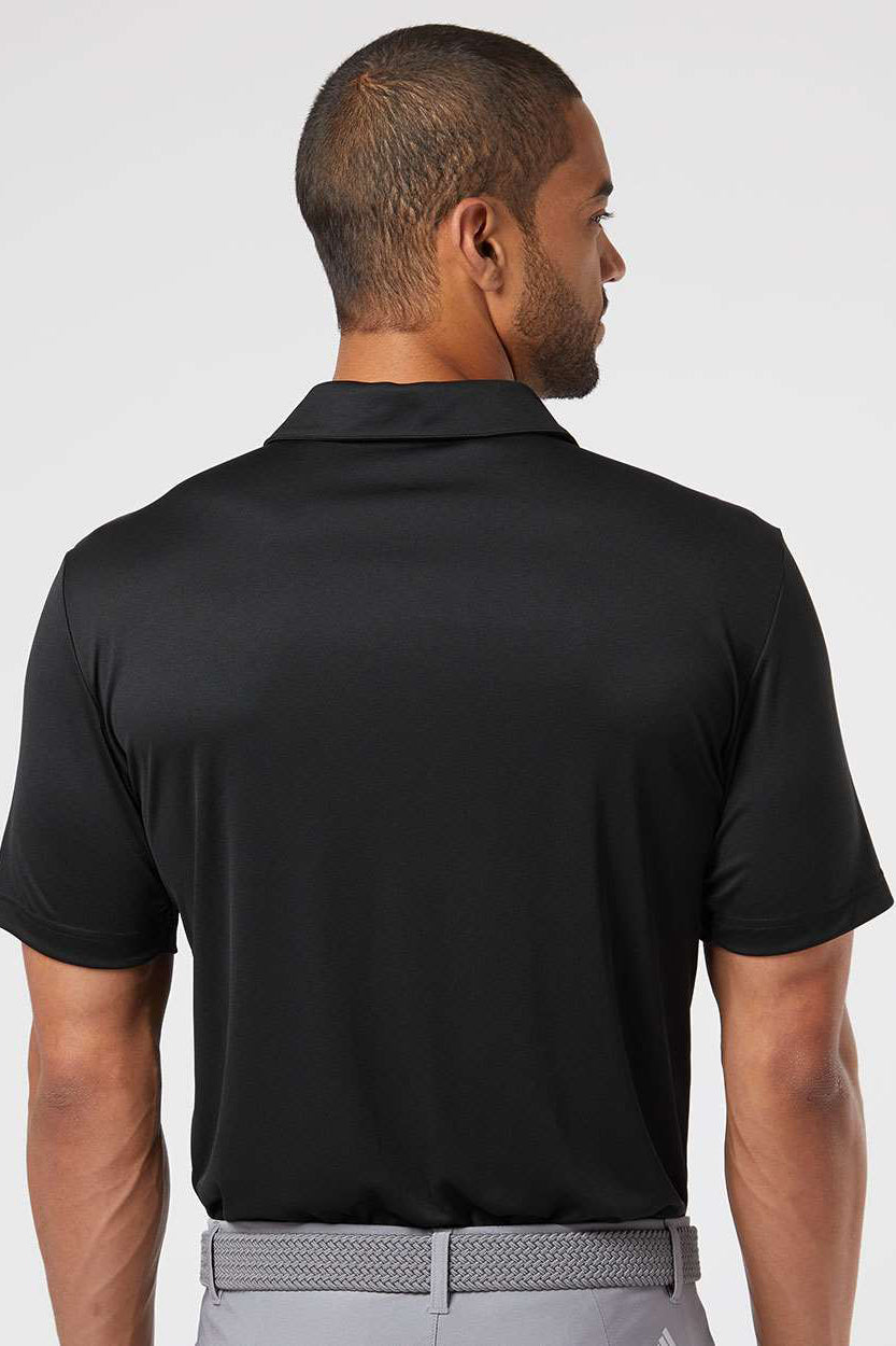 Adidas A324 Mens 3 Stripes UPF 50+ Short Sleeve Polo Shirt Black Model Back