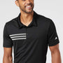 Adidas Mens 3 Stripes UPF 50+ Short Sleeve Polo Shirt - Black - NEW