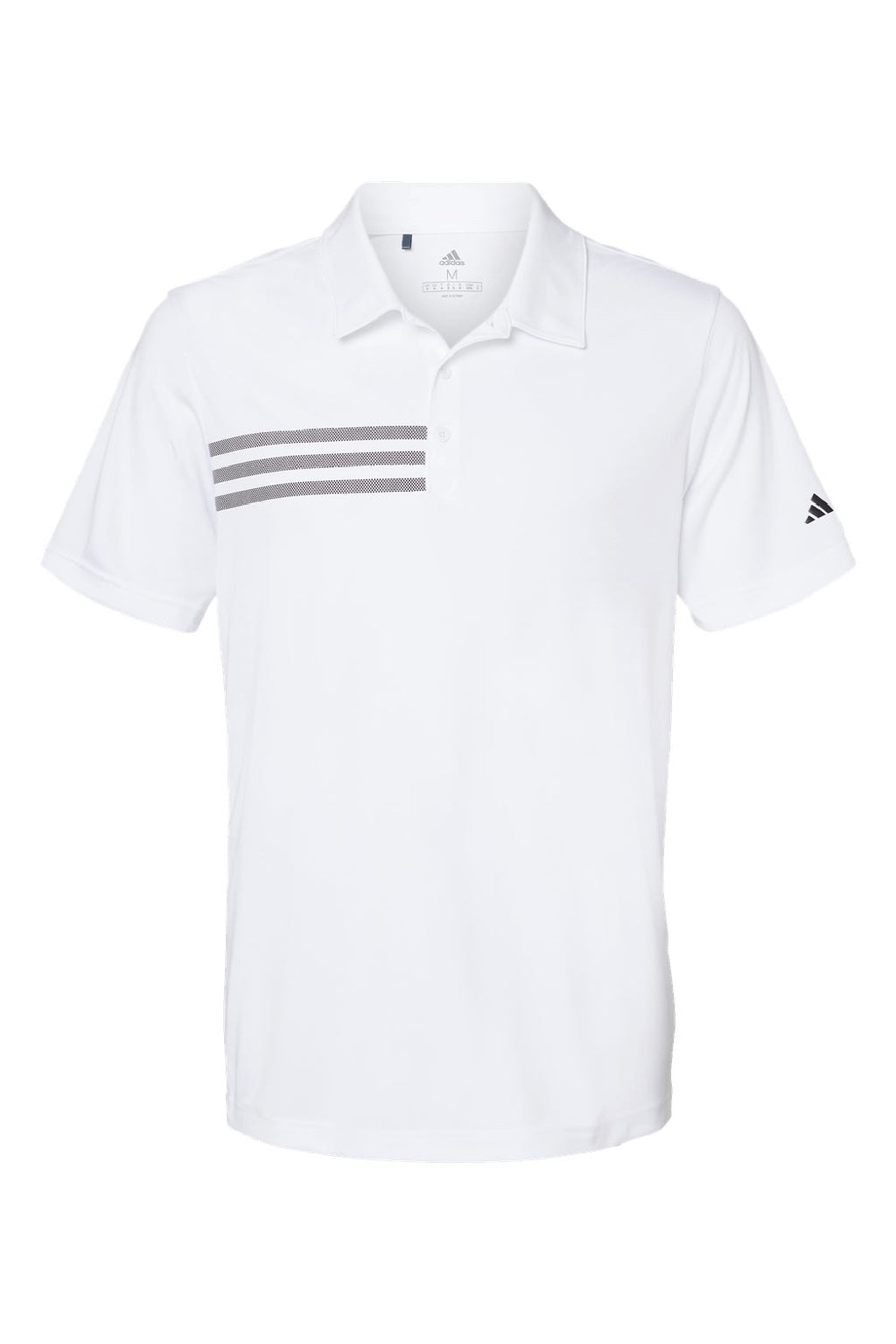 Adidas A324 Mens 3 Stripes UPF 50+ Short Sleeve Polo Shirt White Flat Front