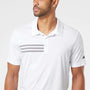 Adidas Mens 3 Stripes UPF 50+ Short Sleeve Polo Shirt - White/Black - NEW