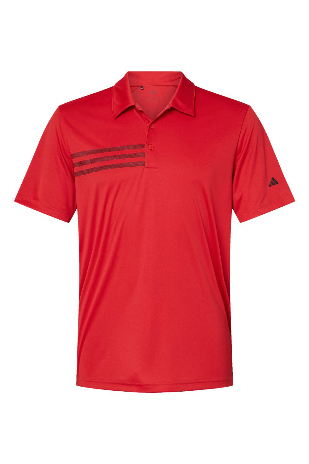 Adidas A324 Mens 3 Stripes UPF 50+ Short Sleeve Polo Shirt Collegiate Red/Black Flat Front