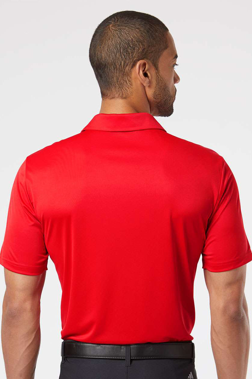 Adidas A324 Mens 3 Stripes Short Sleeve Polo Shirt Collegiate Red/Black Model Back