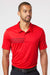 Adidas A324 Mens 3 Stripes UPF 50+ Short Sleeve Polo Shirt Collegiate Red/Black Model Front
