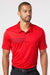 Adidas A324 Mens 3 Stripes UPF 50+ Short Sleeve Polo Shirt Collegiate Red Model Front