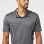 Adidas Mens 3 Stripes UPF 50+ Short Sleeve Polo Shirt - Grey/Black - NEW