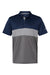 Adidas A236 Mens Merch Block Short Sleeve Polo Shirt Collegiate Navy Blue/Grey Flat Front