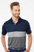 Adidas A236 Mens Merch Block Short Sleeve Polo Shirt Collegiate Navy Blue/Grey Model Front