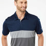 Adidas Mens Merch Block UPF 50+ Short Sleeve Polo Shirt - Collegiate Navy Blue/Grey - NEW