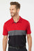 Adidas A236 Mens Merch Block UPF 50+ Short Sleeve Polo Shirt Collegiate Red/Grey/Black Model Front