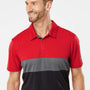 Adidas Mens Merch Block UPF 50+ Short Sleeve Polo Shirt - Collegiate Red/Grey/Black - NEW