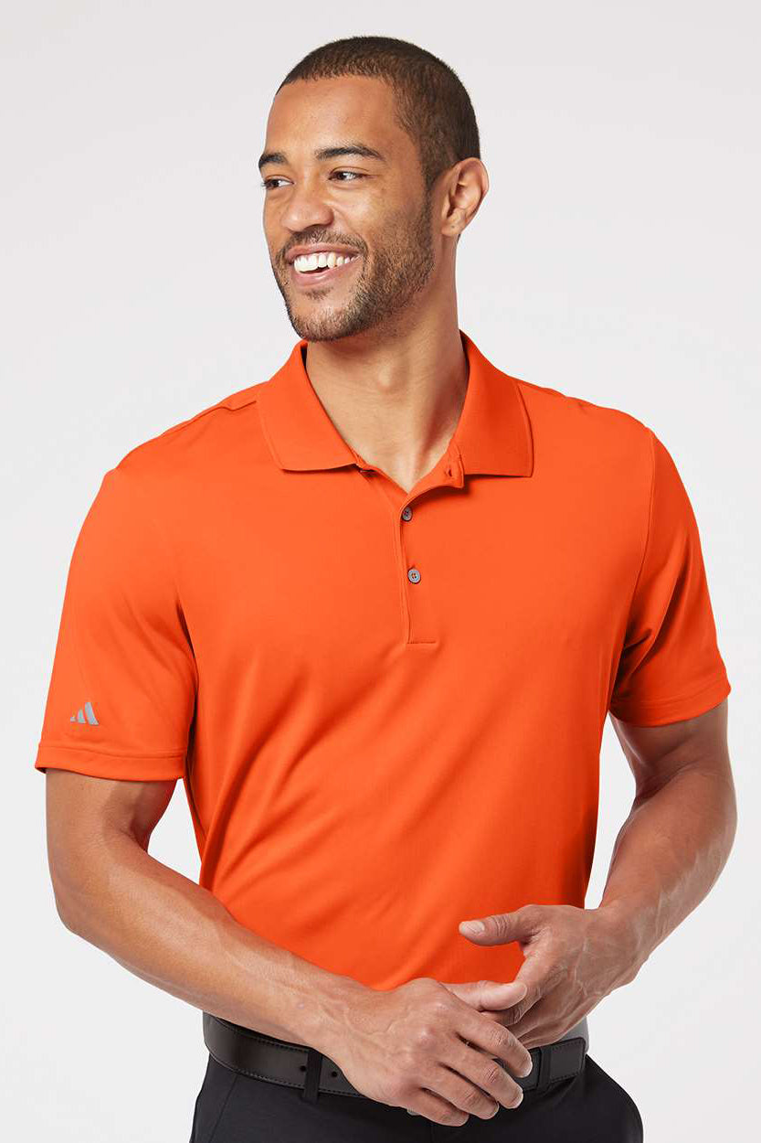 Adidas A230 Mens Performance Short Sleeve Polo Shirt Orange Model Front