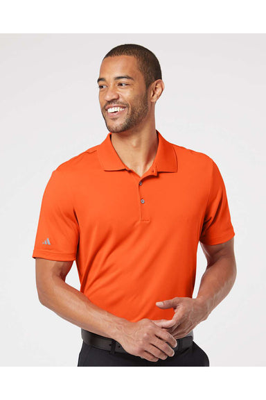 Adidas A230 Mens Performance Short Sleeve Polo Shirt Orange Model Front