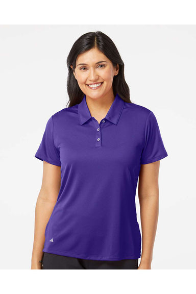Adidas A231 Womens Performance Short Sleeve Polo Shirt Collegiate Purple Model Front
