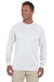 Augusta Sportswear 788 Mens Moisture Wicking Long Sleeve Crewneck T-Shirt White Model Front