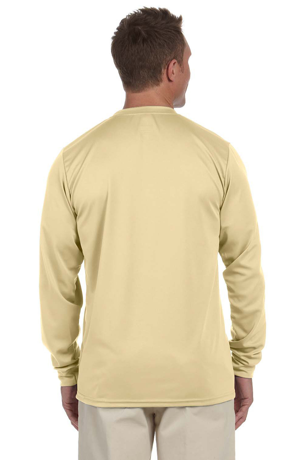 Augusta Sportswear 788 Mens Moisture Wicking Long Sleeve Crewneck T-Shirt Vegas Gold Model Back
