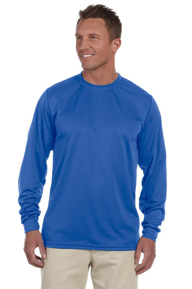 Augusta Sportswear 788 Mens Moisture Wicking Long Sleeve Crewneck T-Shirt Royal Blue Model Front