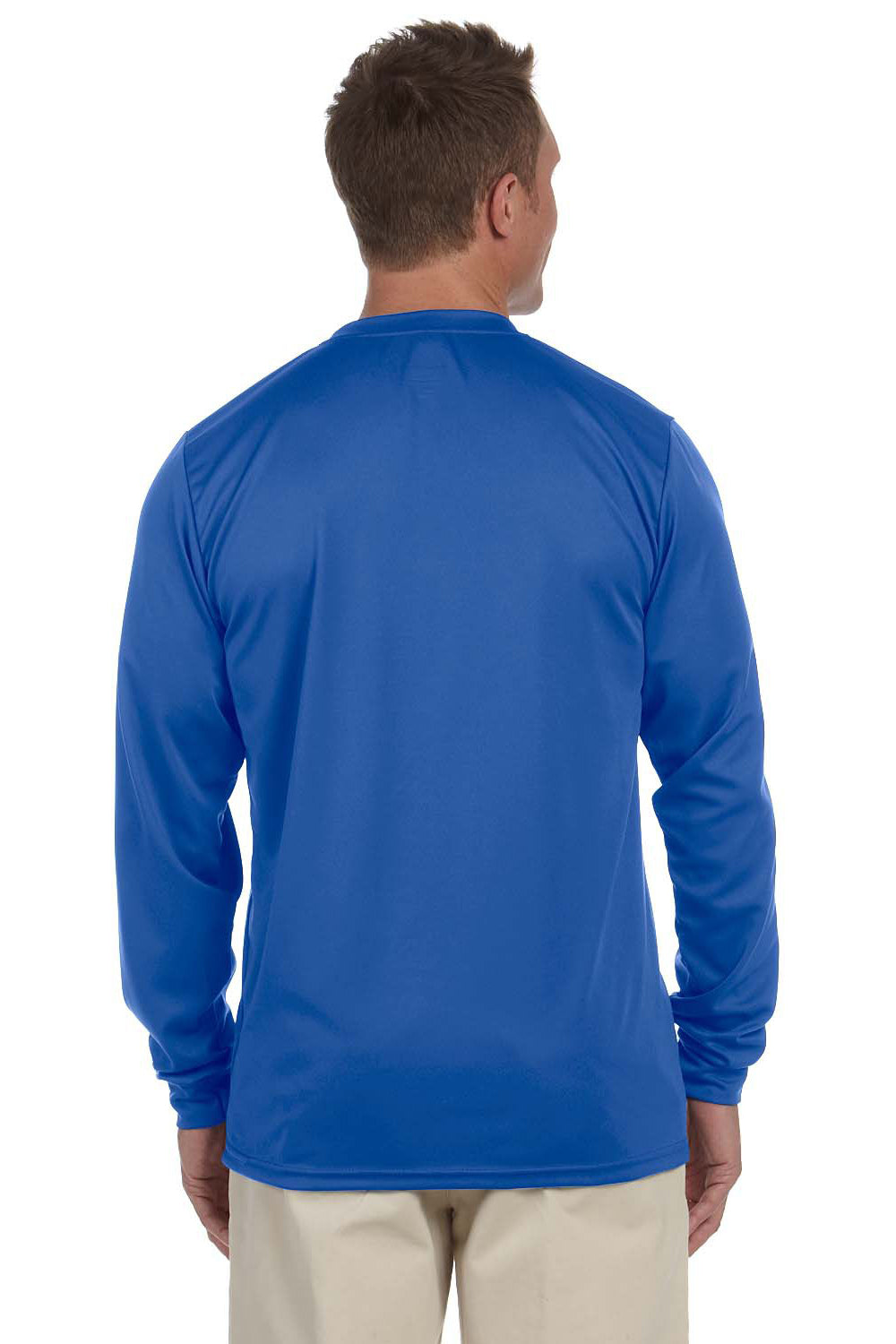Augusta Sportswear 788 Mens Moisture Wicking Long Sleeve Crewneck T-Shirt Royal Blue Model Back