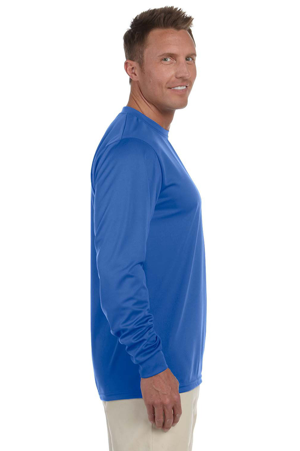Augusta Sportswear 788 Mens Moisture Wicking Long Sleeve Crewneck T-Shirt Royal Blue Model Side