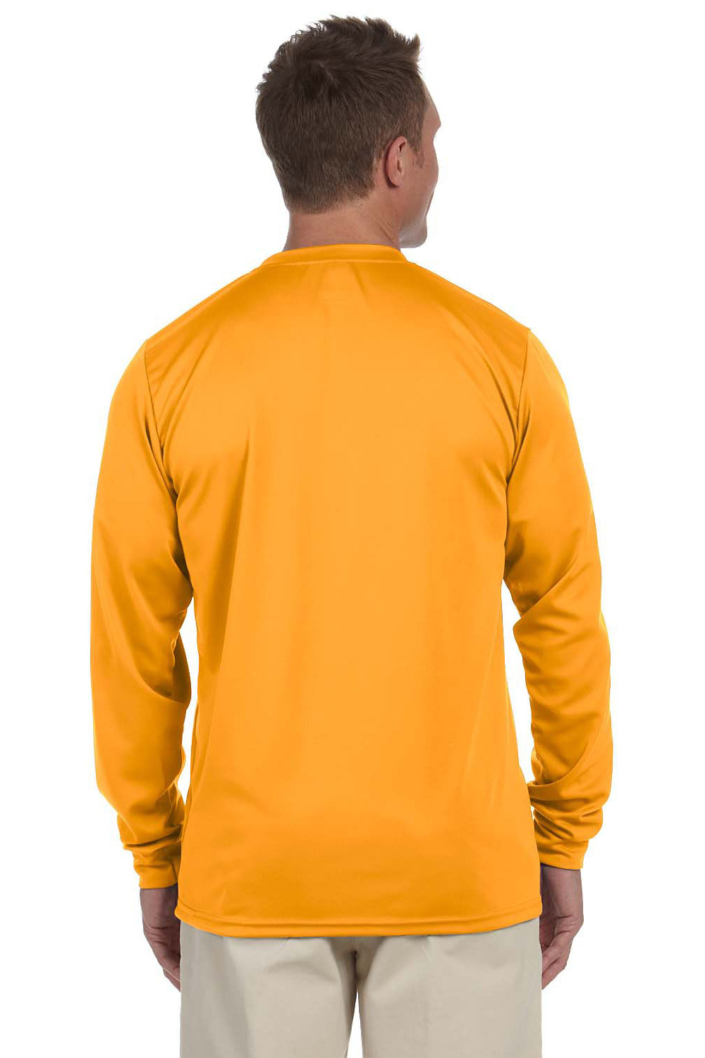 Augusta Sportswear 788 Mens Moisture Wicking Long Sleeve Crewneck T-Shirt Gold Model Back