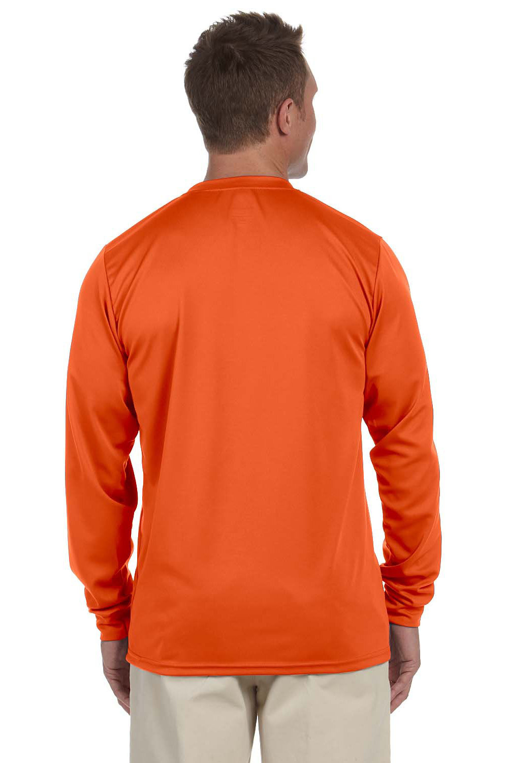 Augusta Sportswear 788 Mens Moisture Wicking Long Sleeve Crewneck T-Shirt Orange Model Back