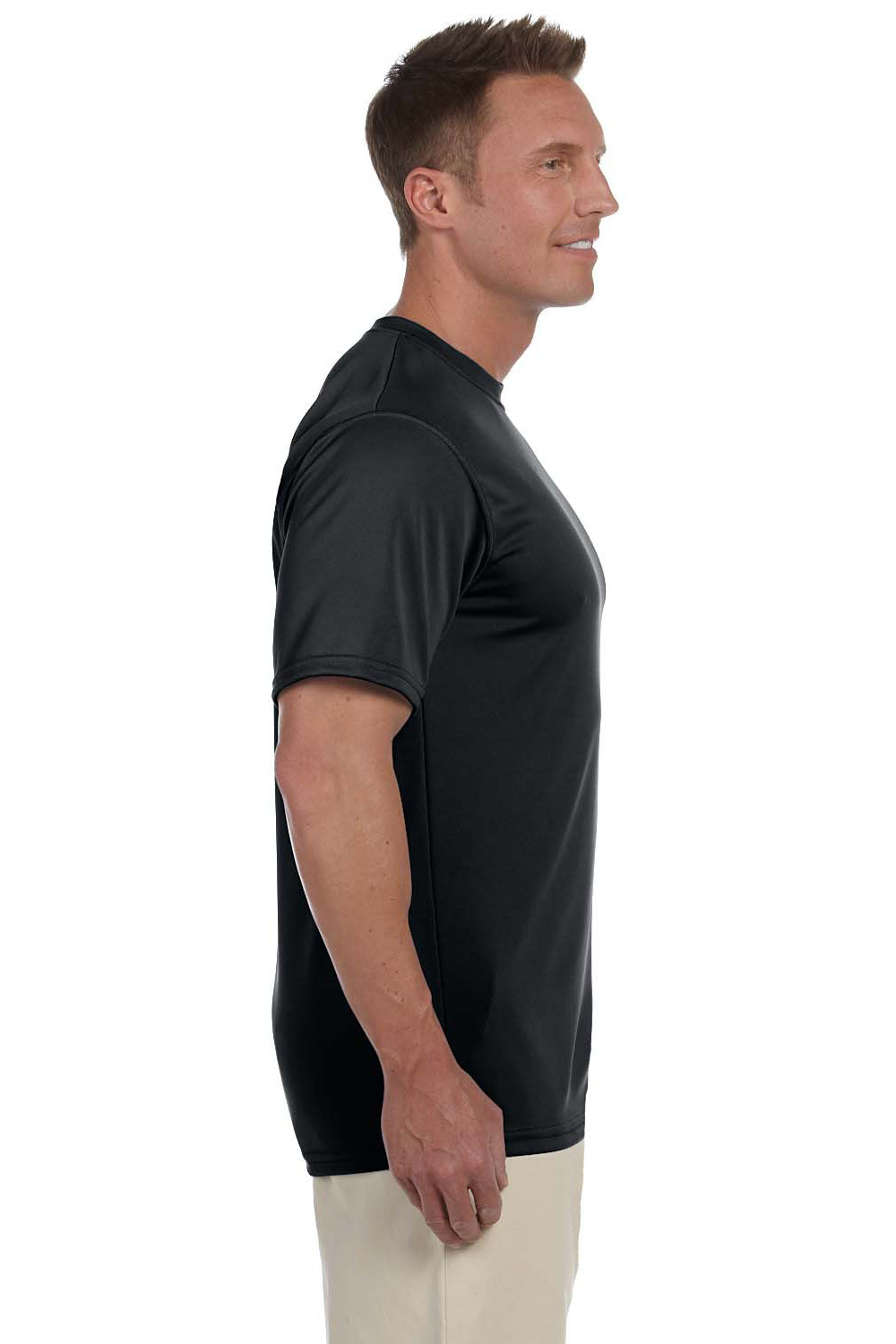 Augusta Sportswear 790 Mens Moisture Wicking Short Sleeve Crewneck T-Shirt Black Model Side