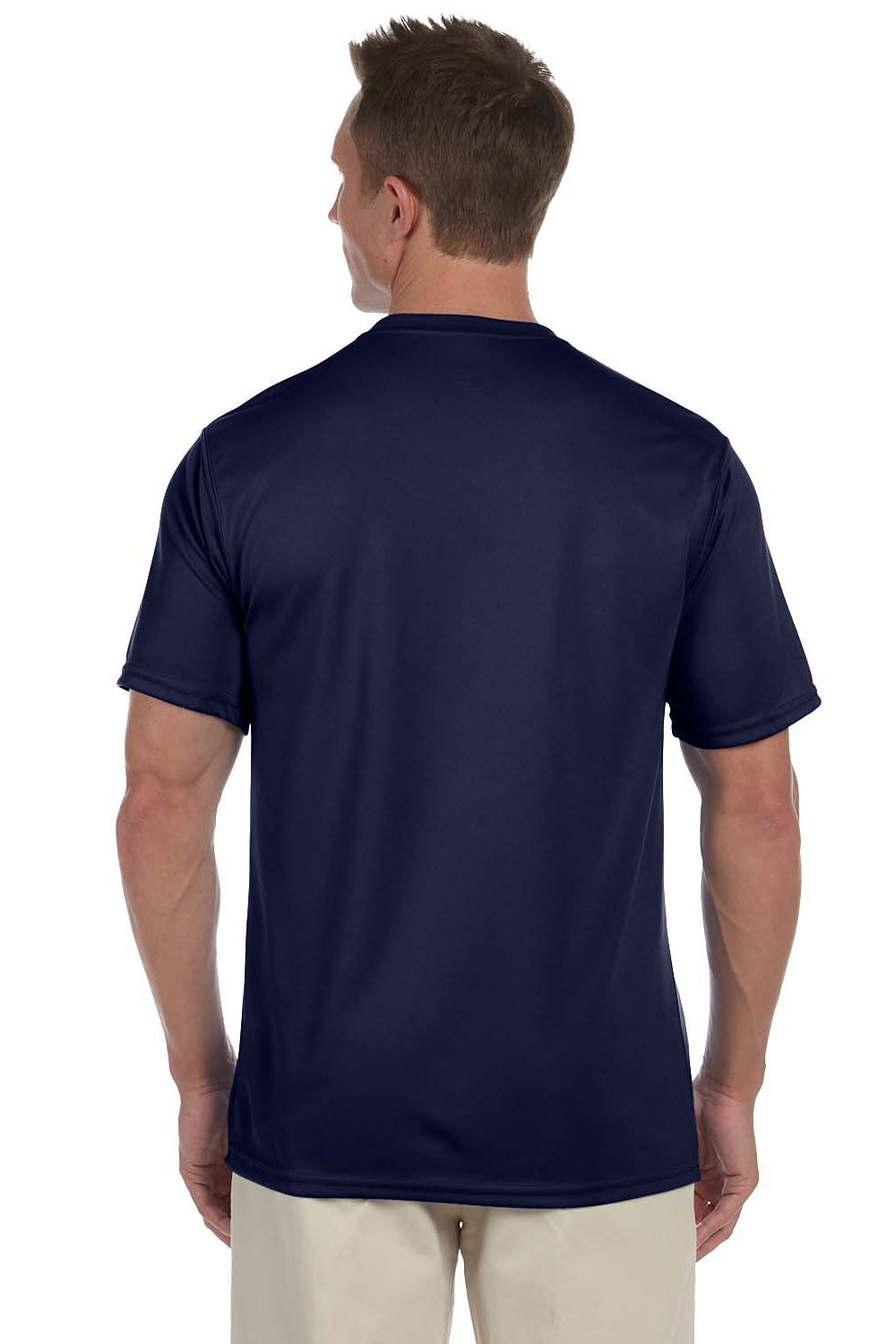 Augusta Sportswear 790 Mens Moisture Wicking Short Sleeve Crewneck T-Shirt Navy Blue Model Back