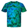 Dyenomite Mens LaMer Over Dyed Crinkle Tie Dyed Short Sleeve Crewneck T-Shirt - Caribbean - NEW